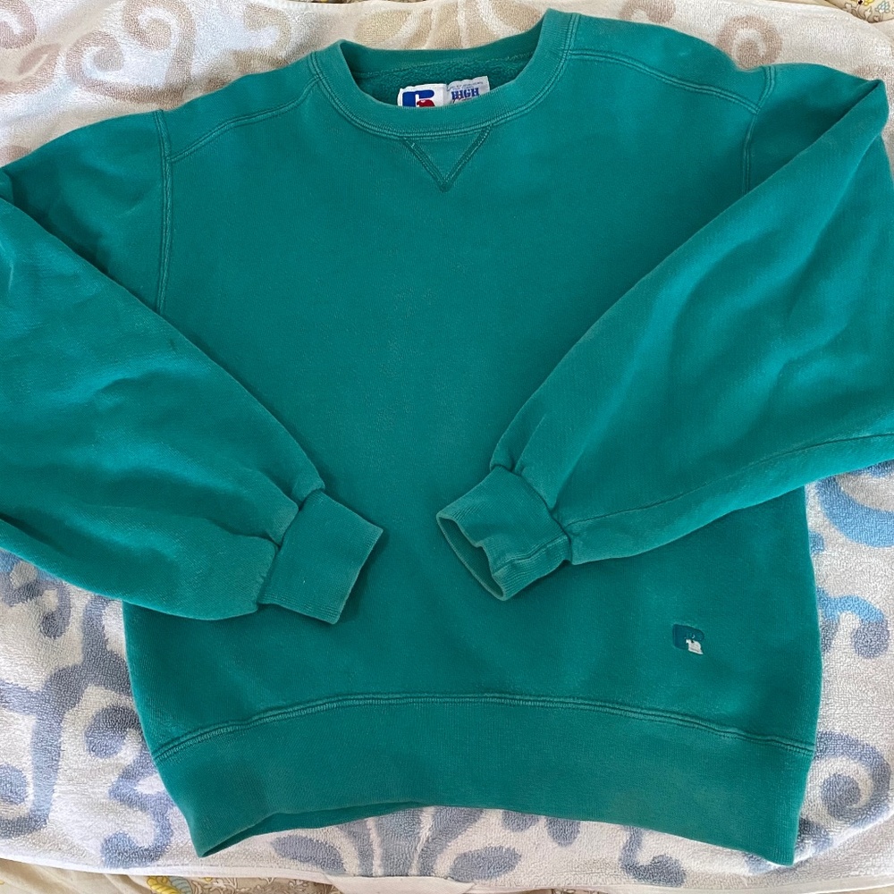 Sea green cropped crew neck
